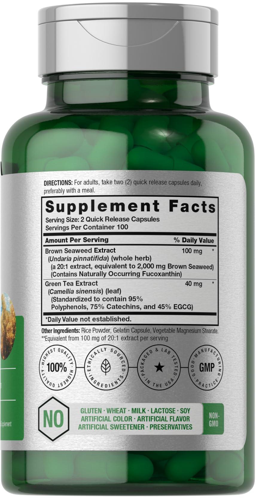 Horbach Horbach Brown Seaweed Extract Capsules 2000mg | 200 Pills | Fucoxanthin Supplement | Non-GMO, Gluten Free