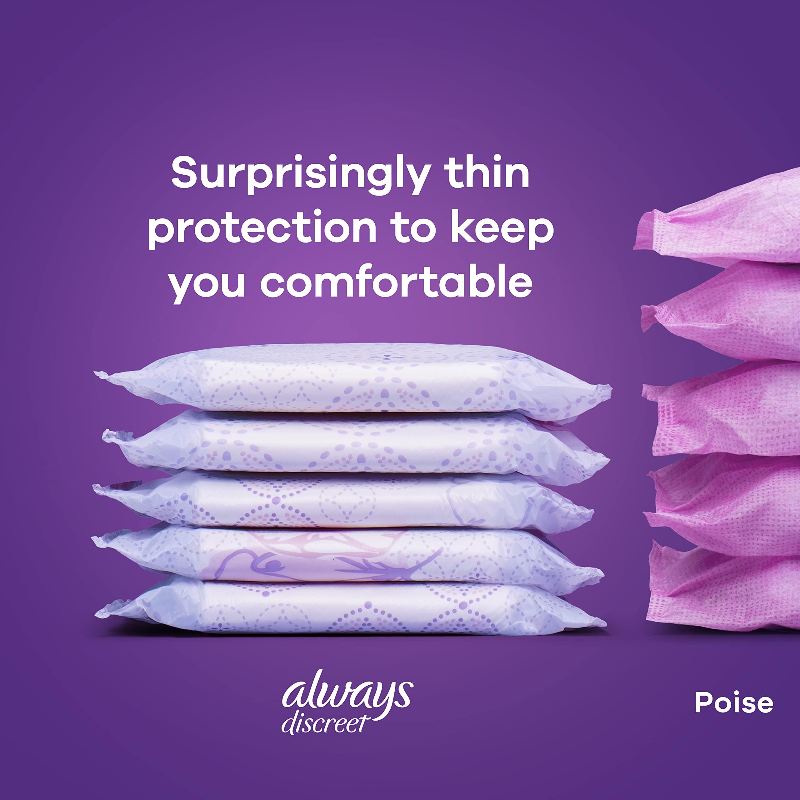 Always Discreet Always Discreet Incontinence Pads for Women and Postpartum Pads, Heavy, 48 CT, up to 100% Bladder Leak Protection