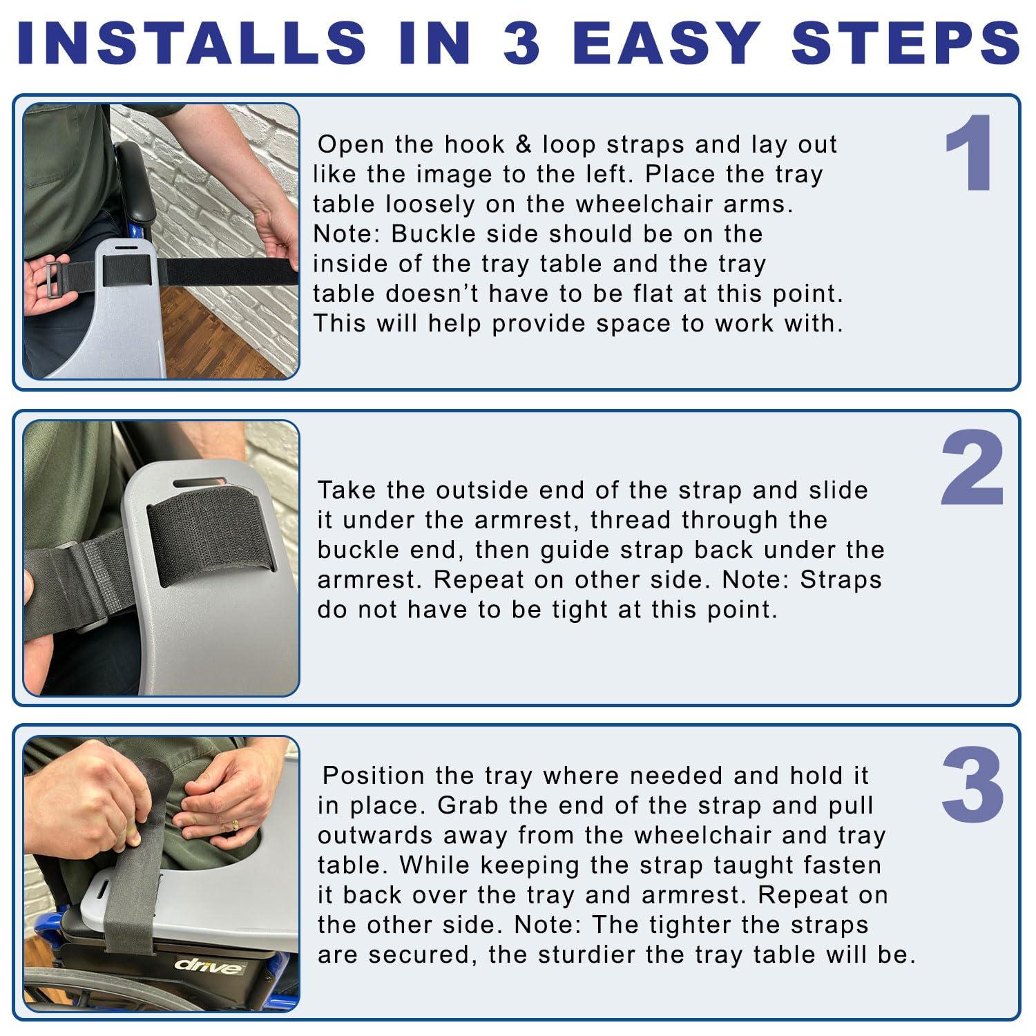 AlveyTech AlveyTech Gray Wheelchair Tray Table with Cup Holder - Lap Desk for 16-18" Wide Seat Medical Wheelchairs or Transport Chairs - ABS Plastic Construction - for Adults & Kids