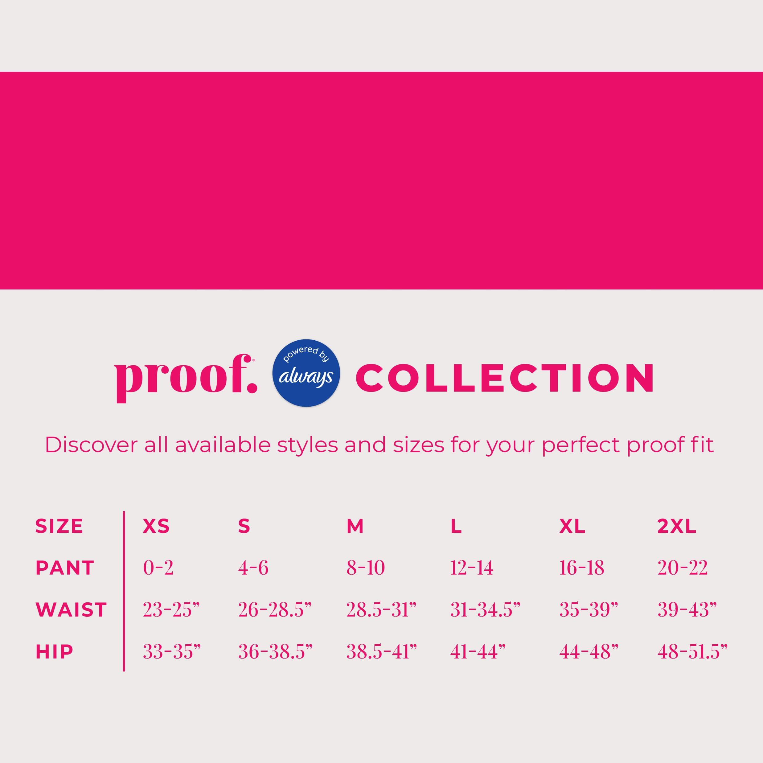 Proof. Proof. by Always Brief, Super Heavy Absorbency Period Underwear for Women - Holds up to 7 Regular Tampons - Washable Leakproof Period Panties - XL, Black