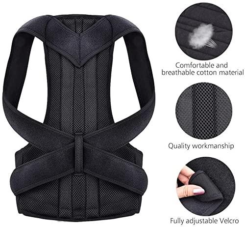 SJHY Posture Corrector Back Braces for Posture Correction Adjustable Back Brace Back Shoulder Support Belt Orthopedic Posture Men Women Back Posture (Color : Black, Size : Large)