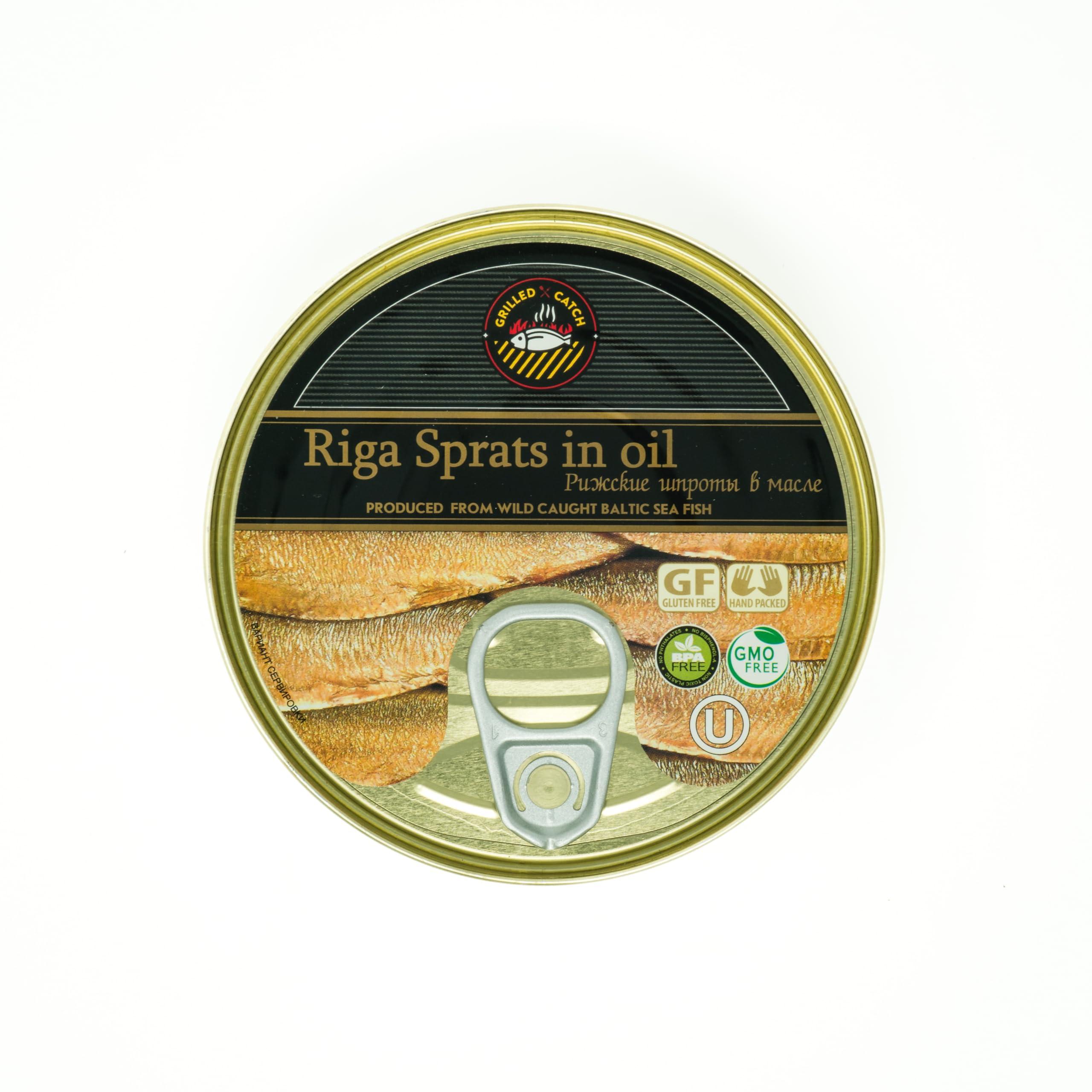 GOLD STAR Sprats Riga Smoked (12 Pack) Gold Star 5.6 oz Tins in Vegetable Oil Product of Latvia, Kosher