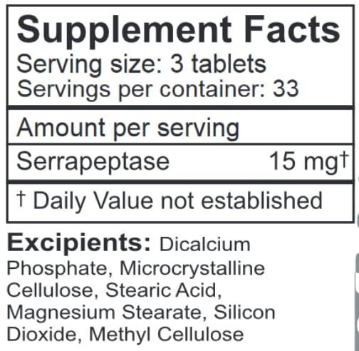 LifeLink LifeLink Cardiopeptase (Serrapeptase) | 5 mg x 100 Enteric Coated Tablets | Proteolytic Enzyme | Joint and Cardiovascular Health | Gluten Free & Non-GMO | Made in The USA