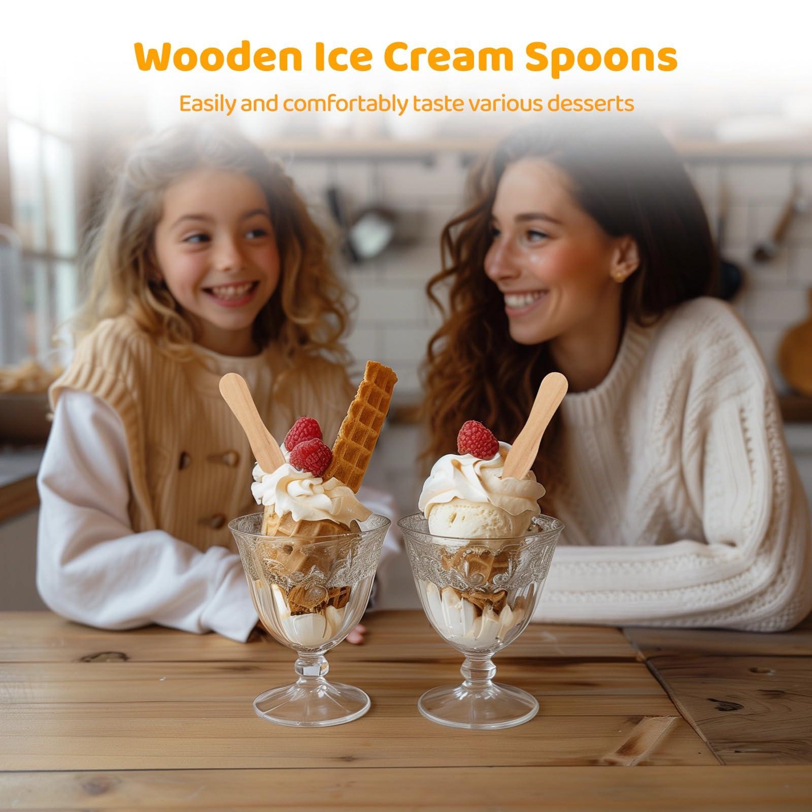 Tideme 2000 Pcs Wooden Ice Cream Sample Spoons Bulk Disposable Honey Gelato Tasting Sticks Mini Wood Chocolate Hot Cocoa Summer Essential Stick Small Wedding Dessert Spoon for Sampling, Craft, 3 Inches