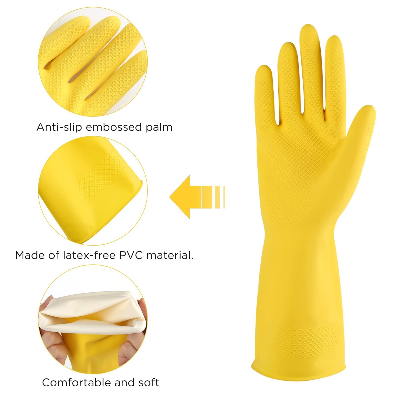 IUCGE IUCGE Yellow+Blue Large Protective Rubber Gloves, 2 Pairs, Reusable, Anti-slip Design