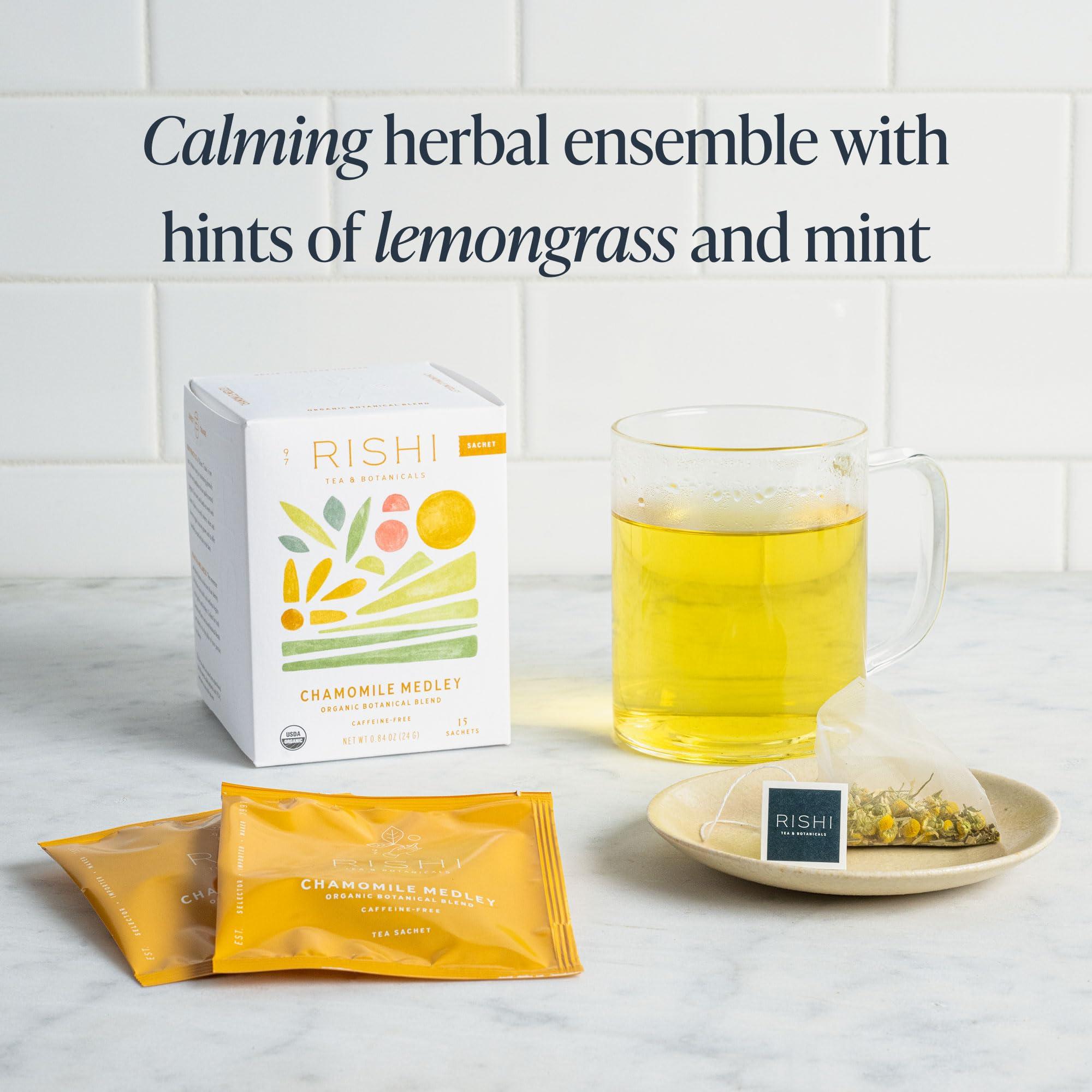 Rishi Tea Rishi Tea Chamomile Medley Herbal Tea - Organic, Caffeine Free Sachet Tea Bags, Sleep Friendly Calming Chamomile Flowers with Lemon Verbena & Mint - 15 Count (Pack of 1)