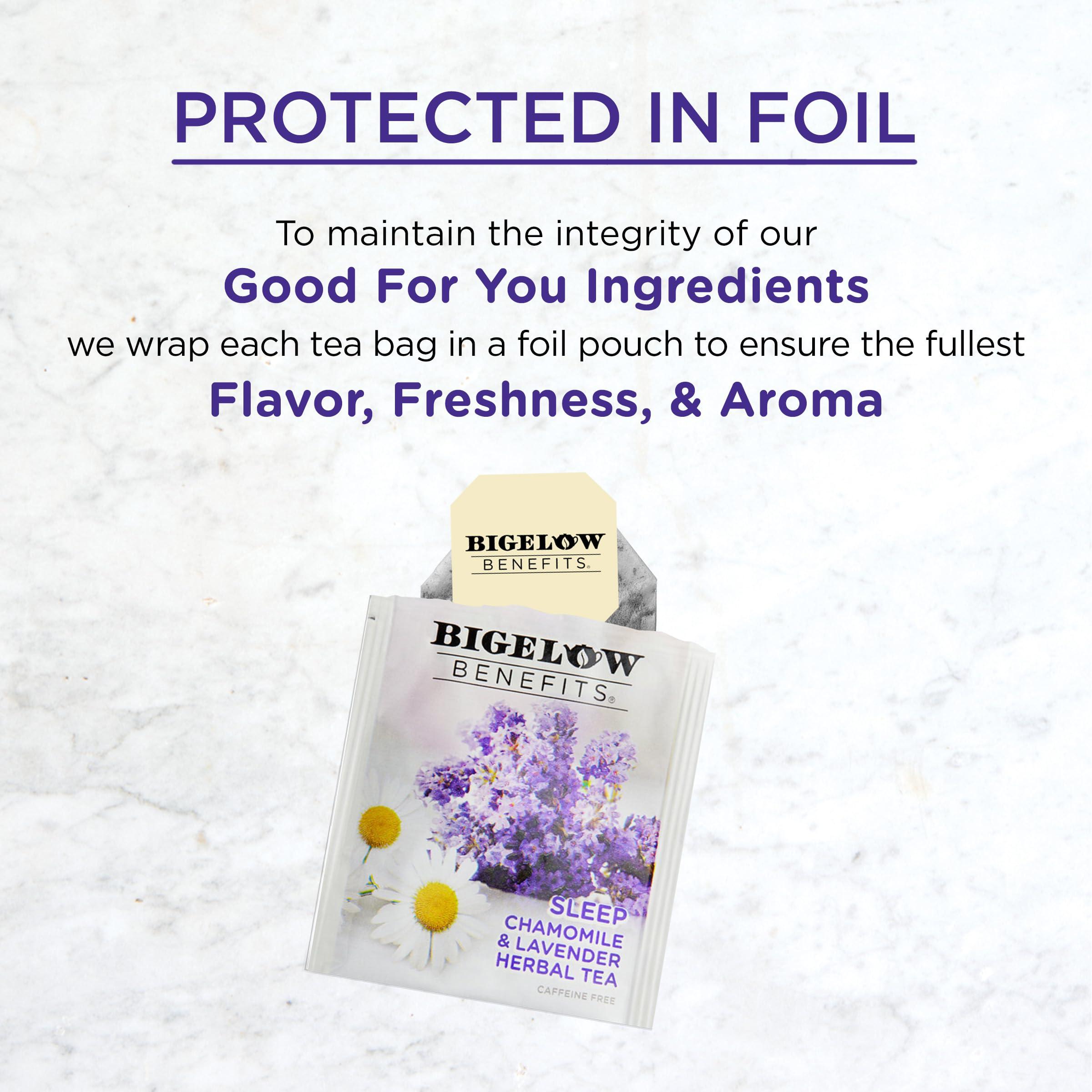 Bigelow Tea Bigelow Benefits Sleep Chamomile Lavender Herbal Tea, Caffeine Free, 18 Count (Pack of 6), 108 Total Tea Bags