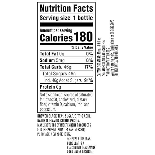 Pure Leaf Pure Leaf Iced Tea, Raspberry, Real Brewed Tea, 18.5 Fl Oz Bottles (Pack of 12)