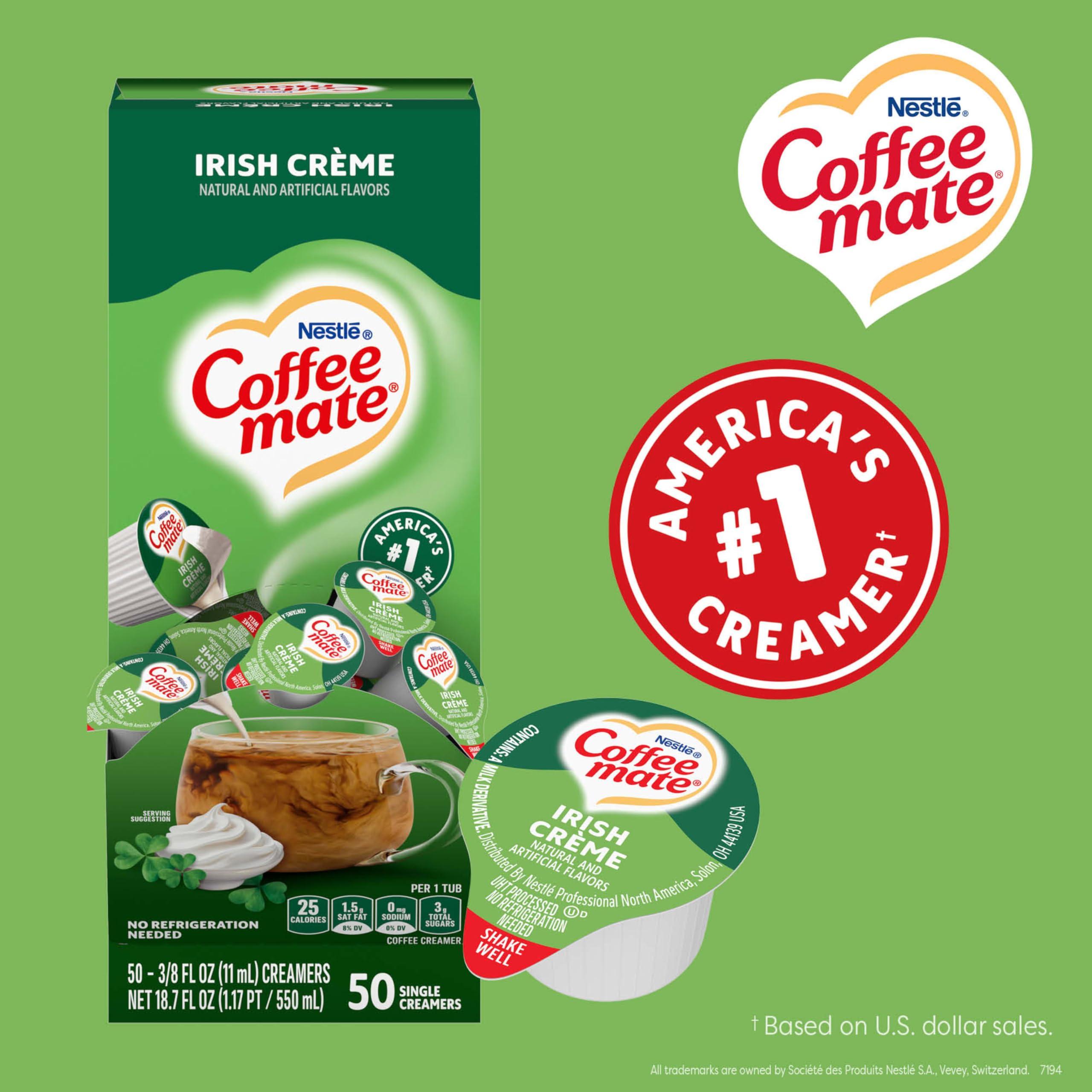 Nestle Coffee mate Nestle Coffee mate Coffee Creamer, Irish Creme, Liquid Creamer Singles, Non Dairy, No Refrigeration, 0.375 fl oz Tubs (Pack of 200)