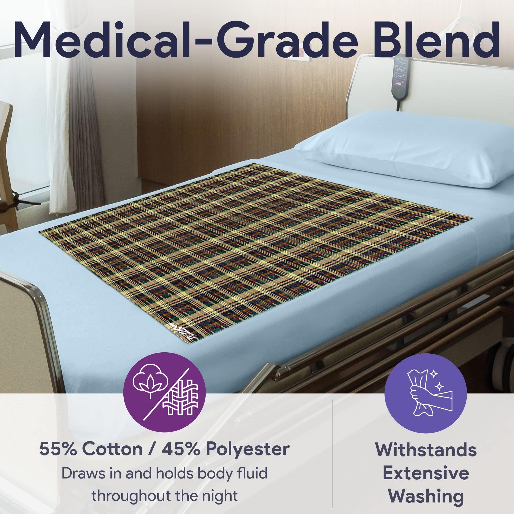 ProHeal Incontinence Bed Pads Washable - Tartan Plaid Waterproof Bed Pads - Soft Leak Proof Chucks - Moderate Absorbent Reusable Pee Pads for Adults - Withstands Extensive Washing - 18" x 24" - 3 Pack