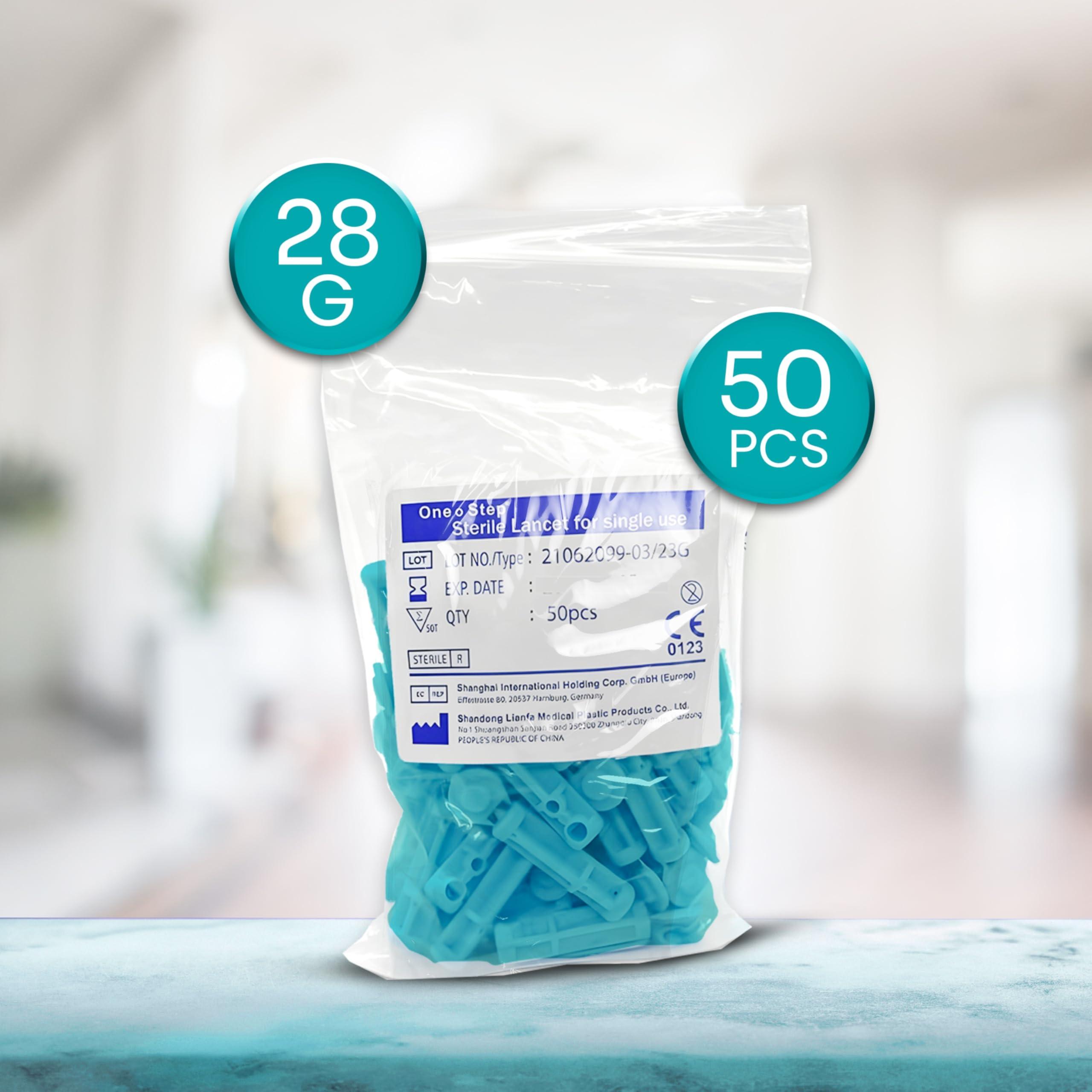 One Step One Step Sterile 28g Lancets, 400 x Lancets for Diabetes Testing, Twist Top Sterile 28 Gauge Diabetic Blood Lancet, Single Use Glucose, Sugar, Keto Pen Style Needle, Fits Most Lancing Devices