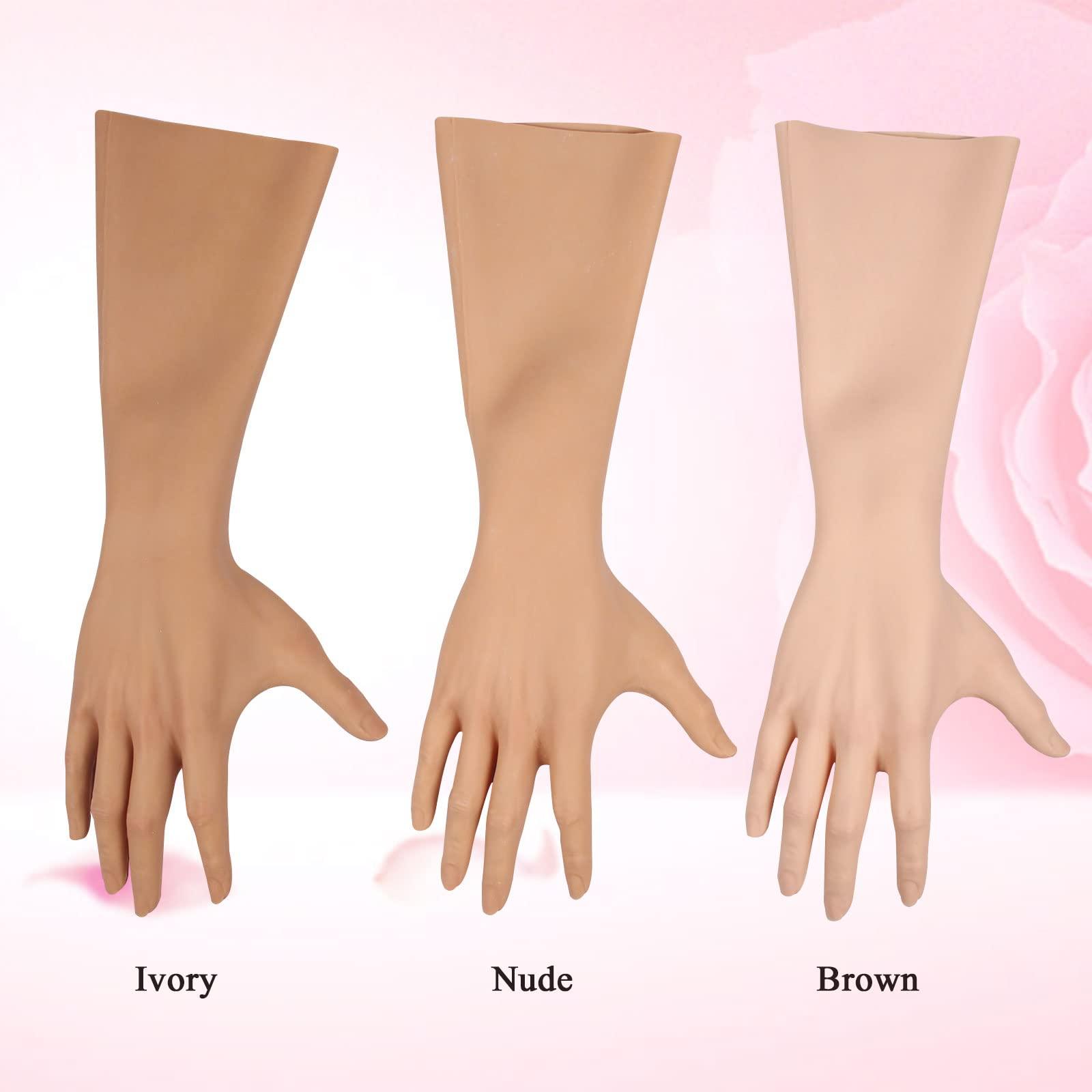 ZWSMS ZWSMS Silicone Crossdressing Gloves Realistic Female Skin Full Length Arm Hiding Scar Fake Hands Enhance Transgenders Cospl,Ivory,Without Fingernails