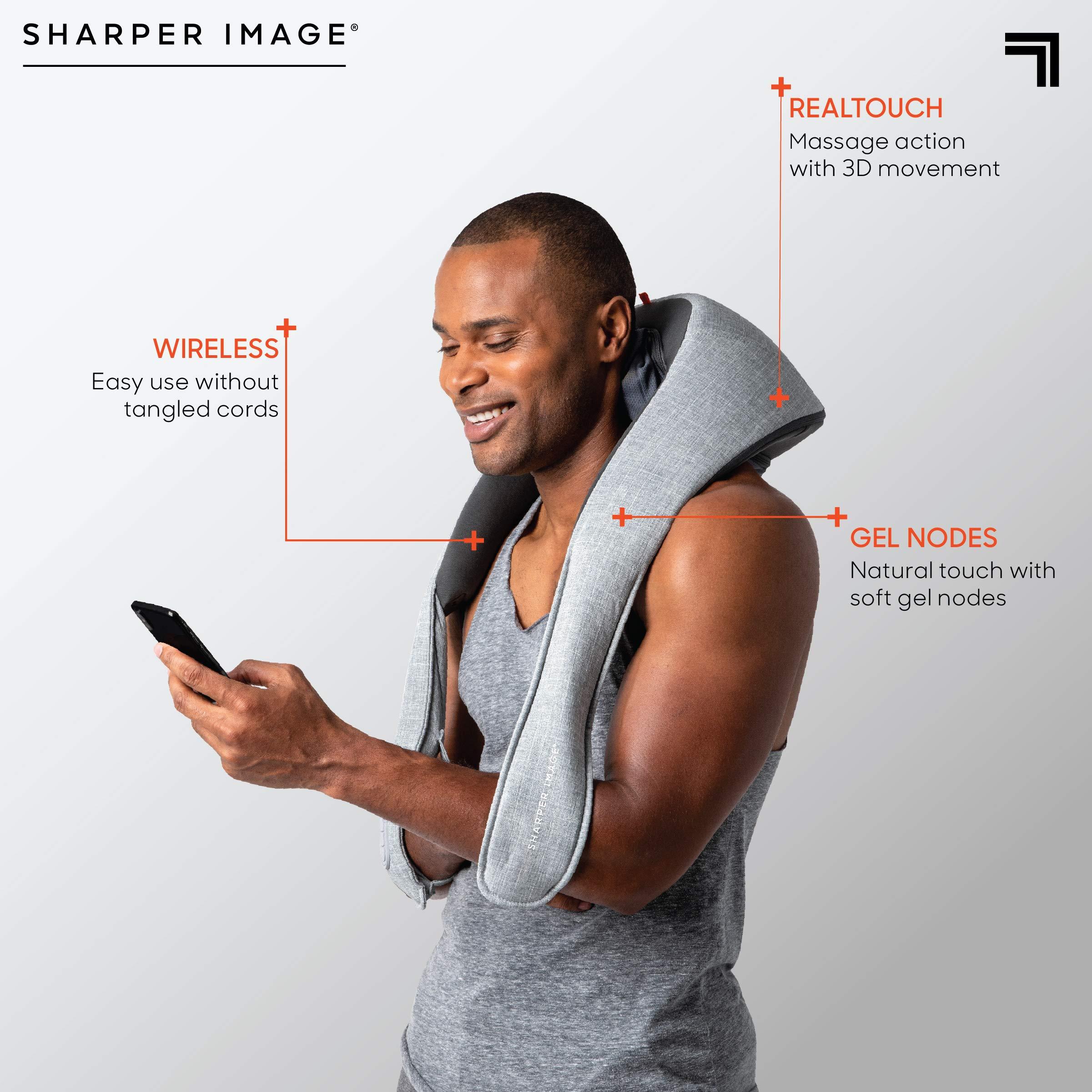 Sharper Image Sharper Image Realtouch Massager - Wireless Neck & Back Shiatsu Massage with Heat| Soothes Sore Muscles, Neck, Back, & Shoulders| Cordless & Rechargeable| Adjustable Intensity| Pain & Stress Relief