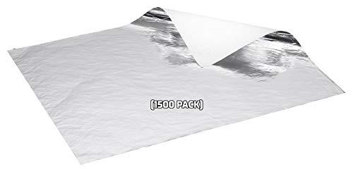 EcoQuality [1500 Pack] Insulated Foil Sandwich Wrap 10 x 14 inches - Cushion Foil Wrap, Plain Silver, Aluminum Foil Wrap, Honeycomb Wrap Sheets for Sandwiches, Deli Square, Burger Wrap, to go, Restaurants, BBQ