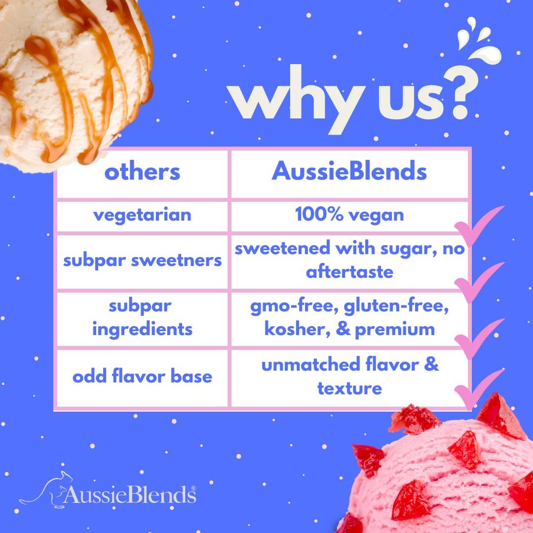 AussieBlends AussieBlends Vegan Ice Cream Mix for Soft Serve, Rolled Ice Cream, Gelato, Liquid Nitrogen Ice Cream, Hard Ice Cream, and Scooped Ice Cream, 1-Pack