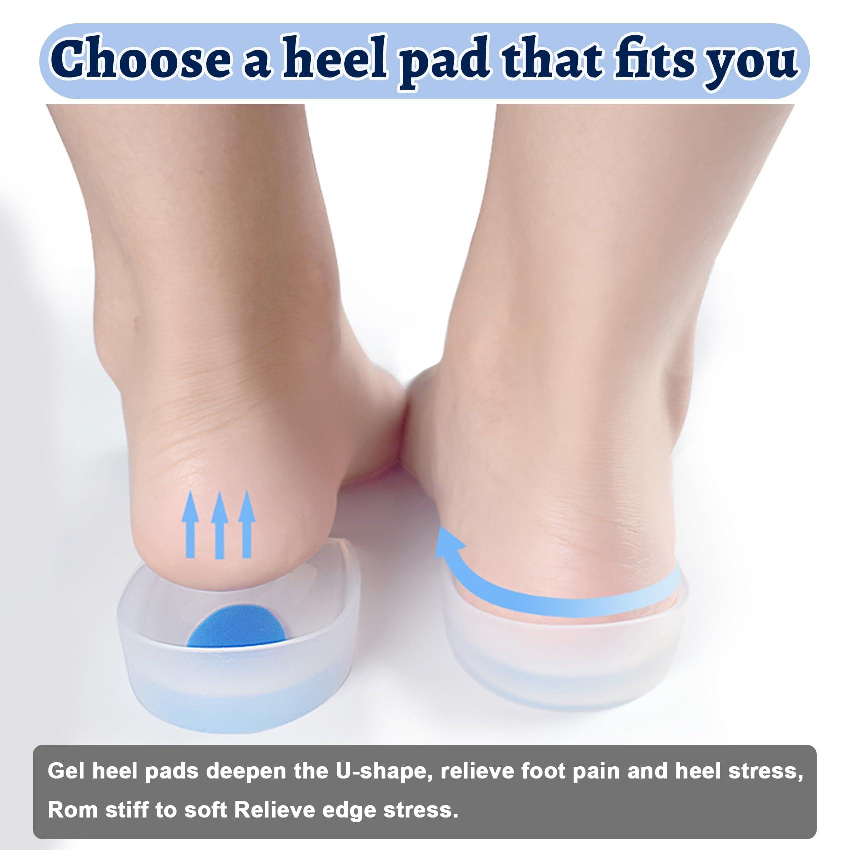 All one tech 3 Pair Gel Heel Cups Plantar Fasciitis Inserts - Silicone Gel Heel Pads for Heel Pain, Bone Spur & Achilles Pain, Gel Heel Cushions and Cups, Pad & Shock Absorbing Support