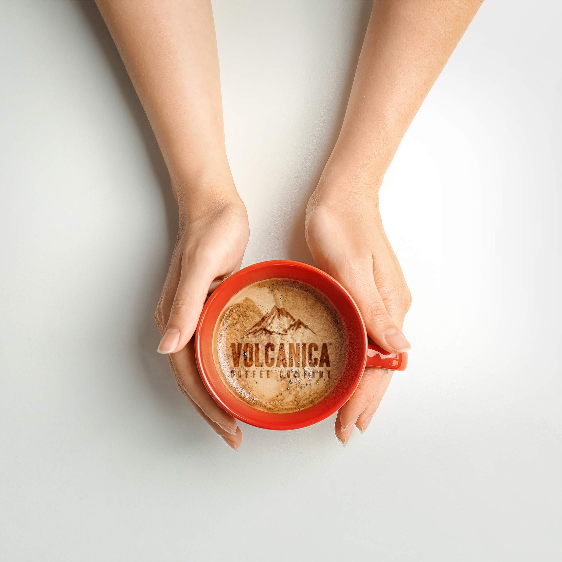 Volcanica Coffee Low Acid Decaf Coffee, Blend of Natural Low Acidic Decaf Coffee, Whole Bean, Medium Roast, Fresh Roasted, Kosher, 16-ounces