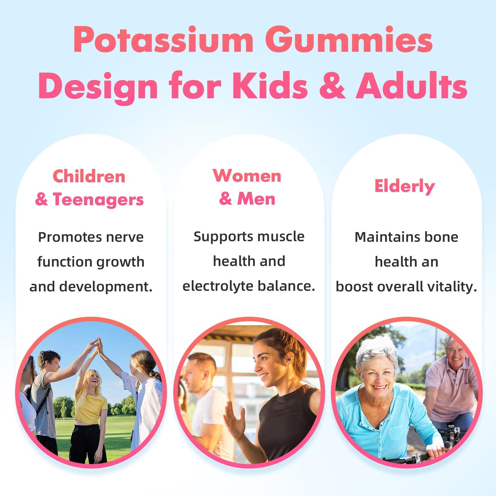 softbear softbear Potassium Gummies for Adults, High Potency Potassium Citrate 1000mg Supports Leg Cramps & Muscle Health Organic Potassium Supplement Gummies Raspberry Flavor 60 Count