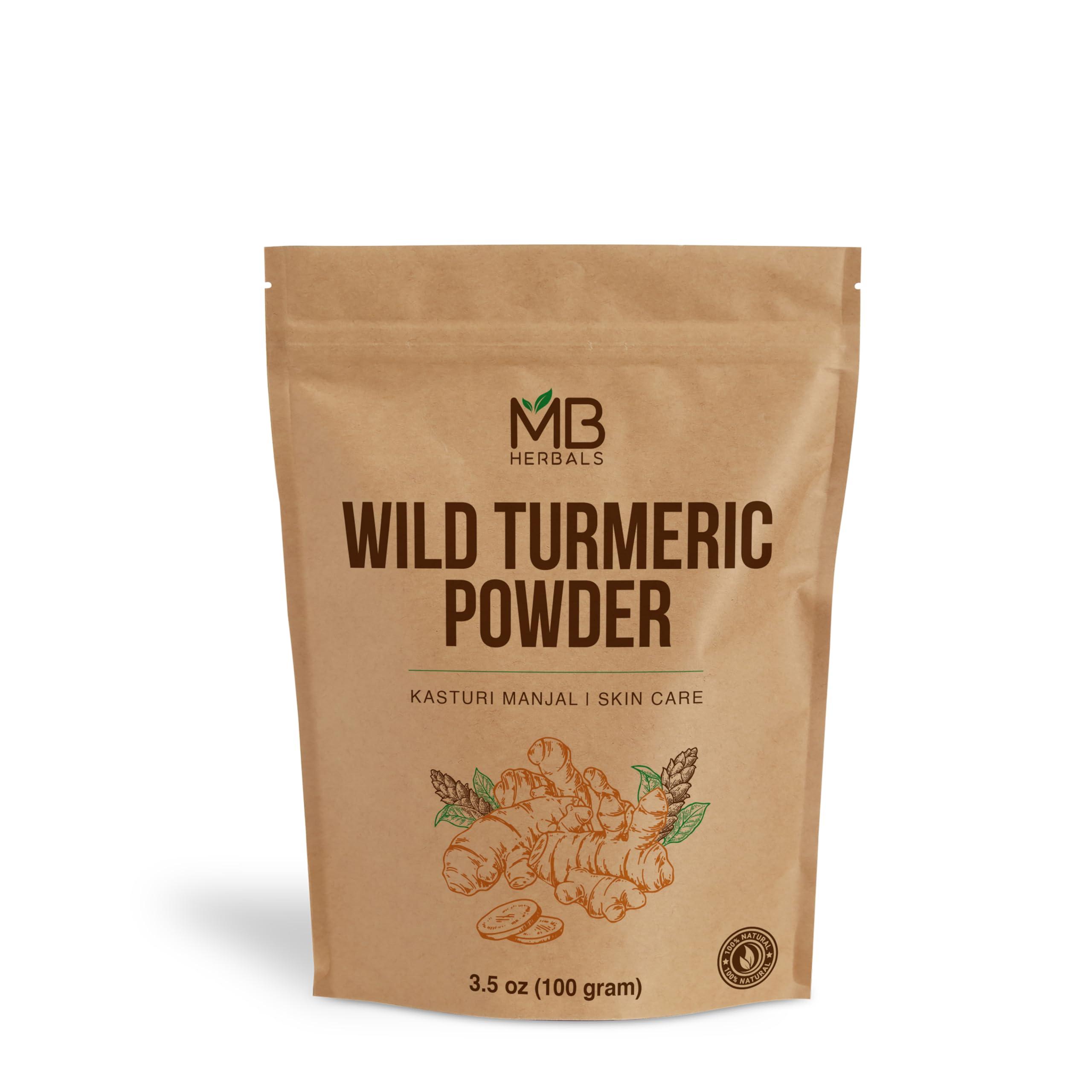 MB Herbals MB Herbals Wild Turmeric Powder 100g (3.5 oz) | Kasthuri Manjal | Kasturi Manjal | Curcuma aromatica | No Preservatives | No Additives | Non GMO | Skin Care | External Use Only