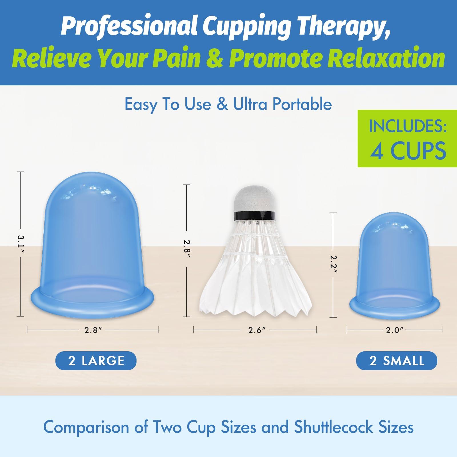 ELERA ELERA Silicone Cupping Therapy Sets, Cellulite Reduction Vacuum Cup - Cupping Kit for Massage Therapy (4 Cups)