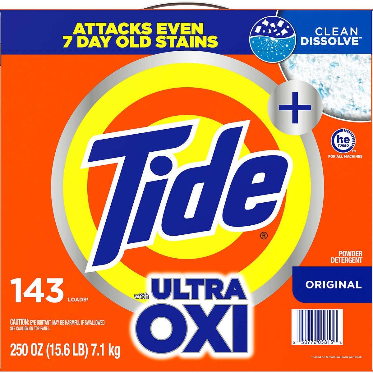 Tide Tide HE Ultra Oxi Powder Laundry Detergent, Original, 250 Ounce