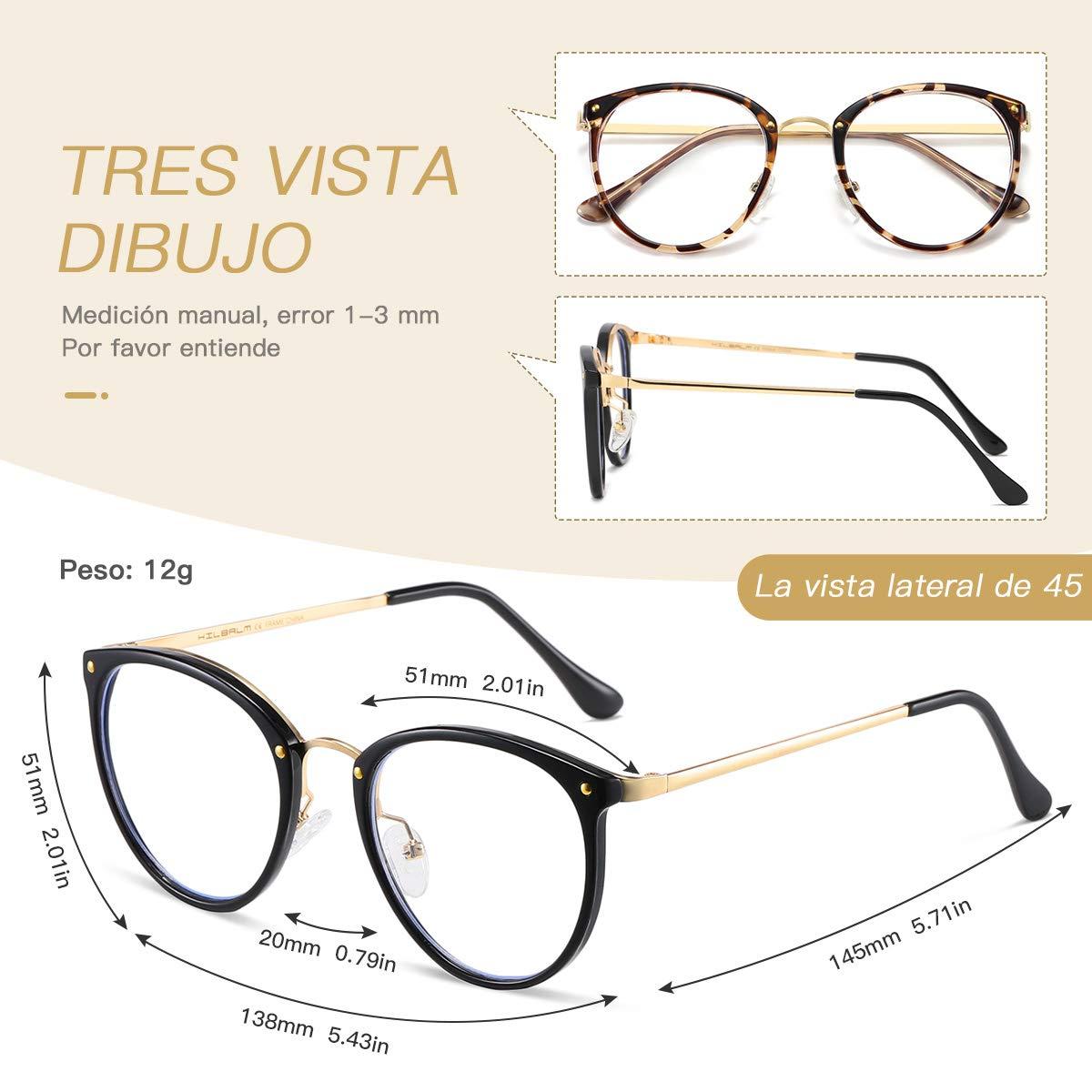 Hilbalm Hilbalm (3 Pack Blue Light Blocking Glasses Women and Man Computer Eyeglasses Metal Frame Glasses (Black, leopard, pink)