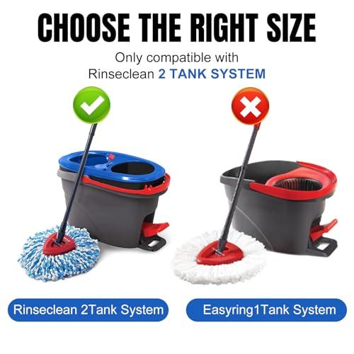 HANDRERLEE 16Pcs Spin Mop Replacement Heads, 360 Easy Wring Spin Mop 100% Microfiber Refill, Easy Cleaning Spin Mop Heads, 2 Tank System Replace Head for Easy House Cleaning Floor Mopping,Blue&White