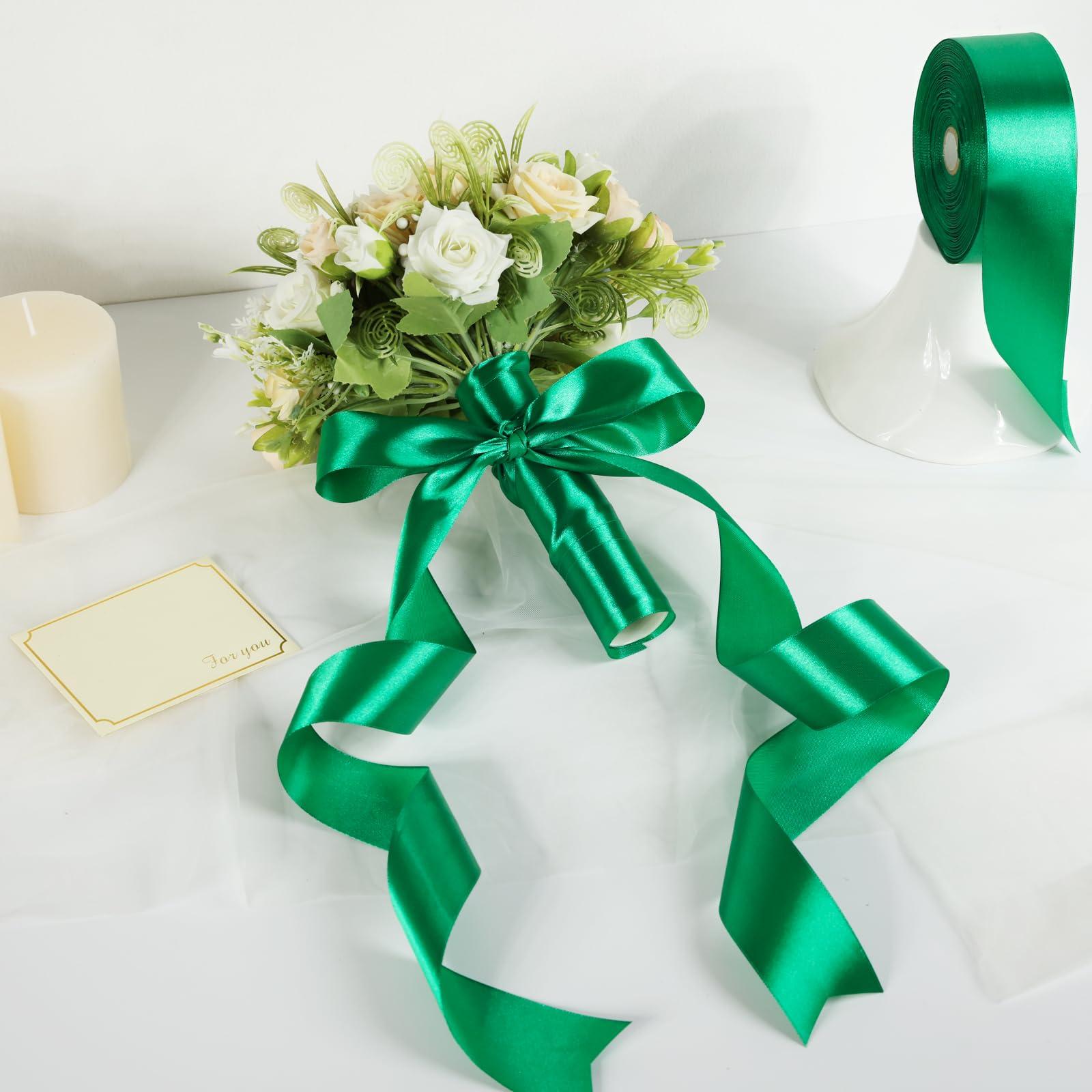 Sagaat Sagaat Teal Ribbon 1-1/2 Inch 50 Yards, Dark Green Satin Ribbon for Flower Bouquet, Crafts, Gift Wrapping, Bridal Invitations, Hair, Halloween, Christmas, Easter