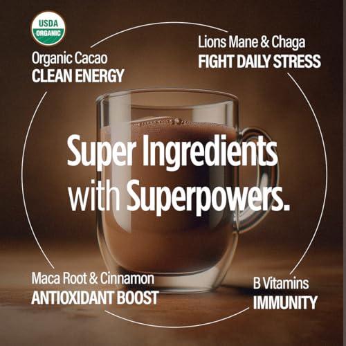 VitaCup VitaCup Shroom Fuel, Mushroom Based Instant Coffee Alternative Packets, Mushroom Coffee Substitute w/Cacao, Cinnamon, Chaga, Lions Mane, & Maca for Energy, Immune Support, & Focus, 10 ct