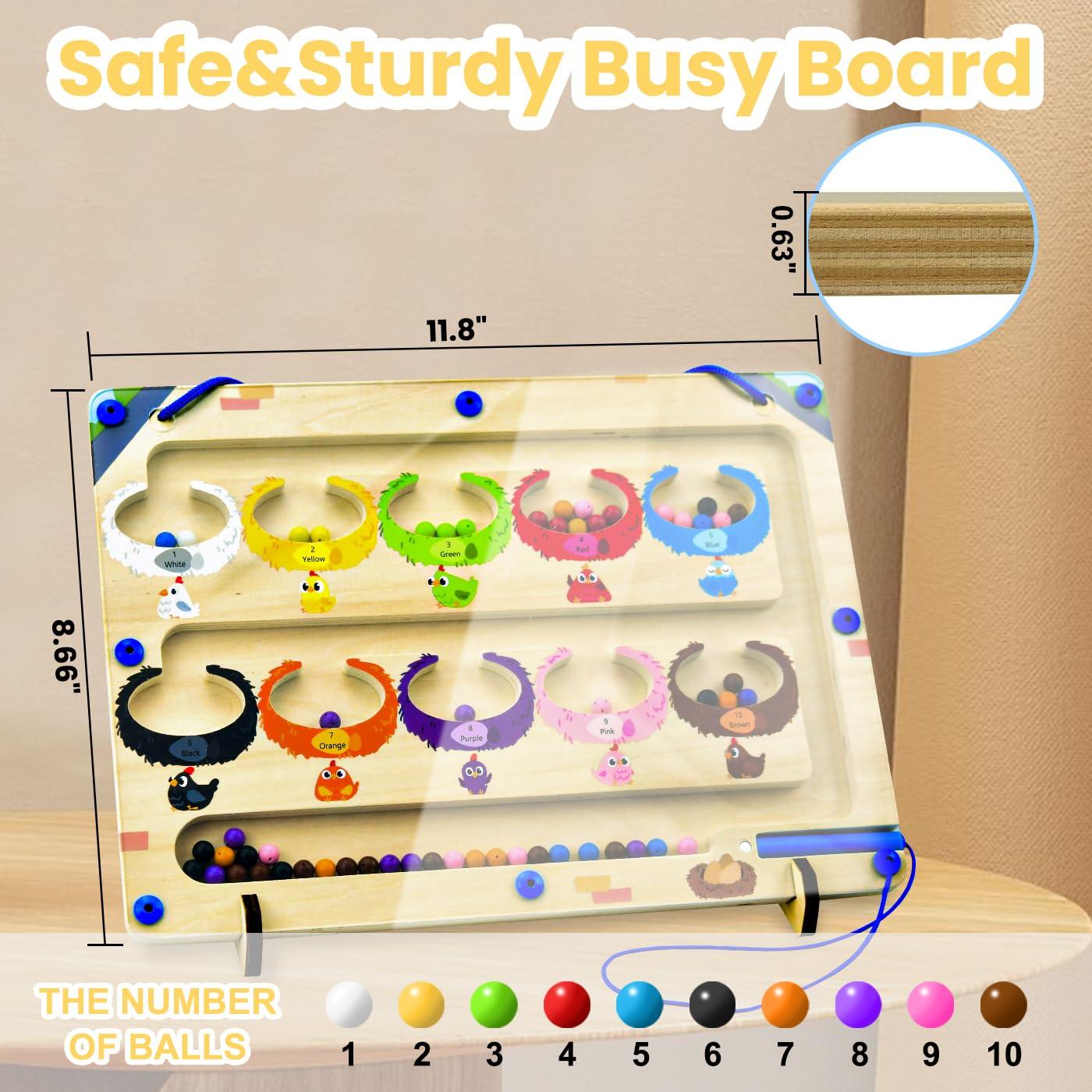 RAOVCUS Activities For Seniors With Alzheimers And Dementia,Magnetic Color and Number Maze, Wooden Magnet Board Montessori Sensory Toys for Elderly Patients Learning Color Sorting And Counting Fidget Games