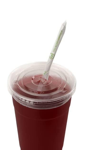 EcoQuality EcoQuality Oxo-Biodegradable Clear Disposable Drinking Straws 7.75 inch Compostable Jumbo Drinking Straw Individually Wrapped - Soda, Milkshake, Smoothie, Plastic Alternative, Eco-Friendly (24 BOXES)