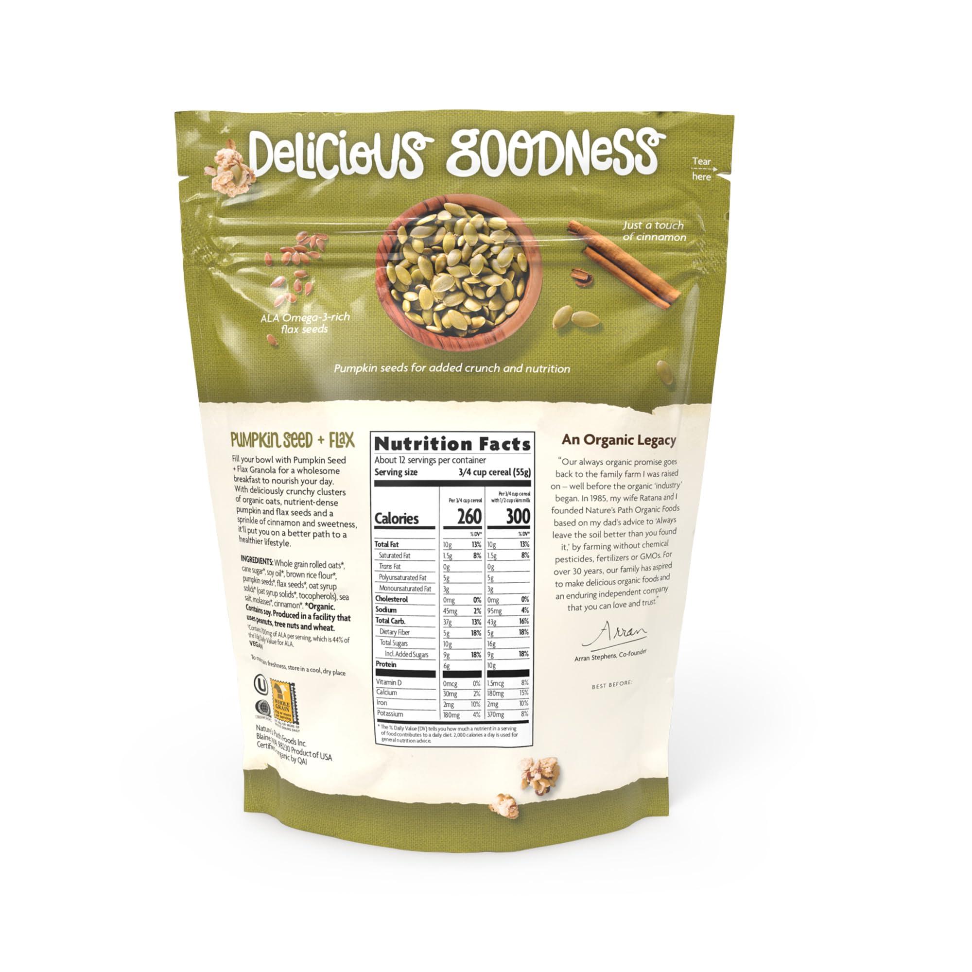 Nature\'s Path Nature\'s Path Organic Pumpkin Seed + Flax Granola, 24.7 oz (Pack of 1), Non-GMO