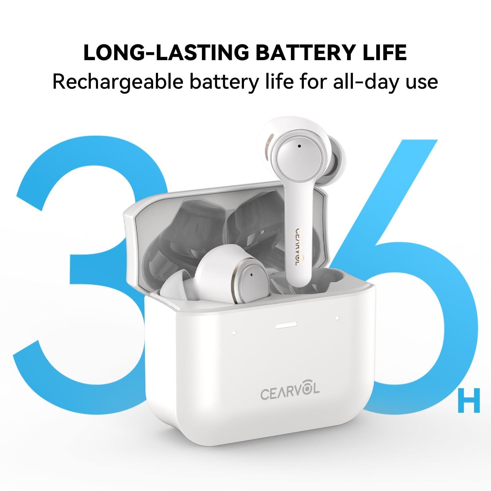 Cearvol Cearvol Diamond X1 OTC Hearing Aids with Bluetooth Customizable App Hearing Test, Streaming Ability, Directional Sound Collection, for Mild to Moderate Hearing Loss, White