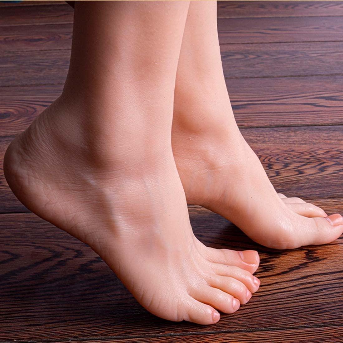 QCMGBH Simulation Foot Model, Real Cast, Foot Model, Prosthetic Foot Display, Nail Art, Costume Props,silicone Foot Model,Bone-1pair