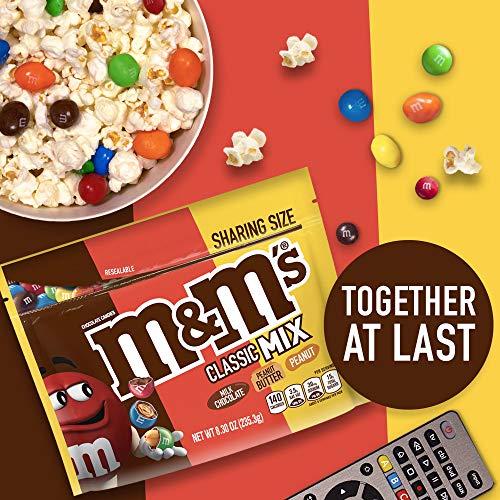 M&M's M&M'S Classic Mix Chocolate Candy Sharing Size Bag, Milk Choc Peanut Butter&Peanut, 8.3 Ounce