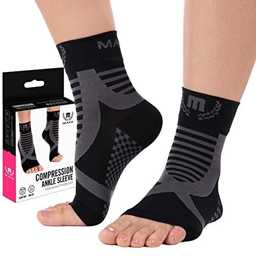 Mava Sports Mava Sports Ankle Brace Support Sleeves Pair - Plantar Fasciitis Compression Socks, Relieve Achilles Tendonitis, Joint Pain, Sprained Ankle - Faster Injury Recovery - Walking, Running Sport
