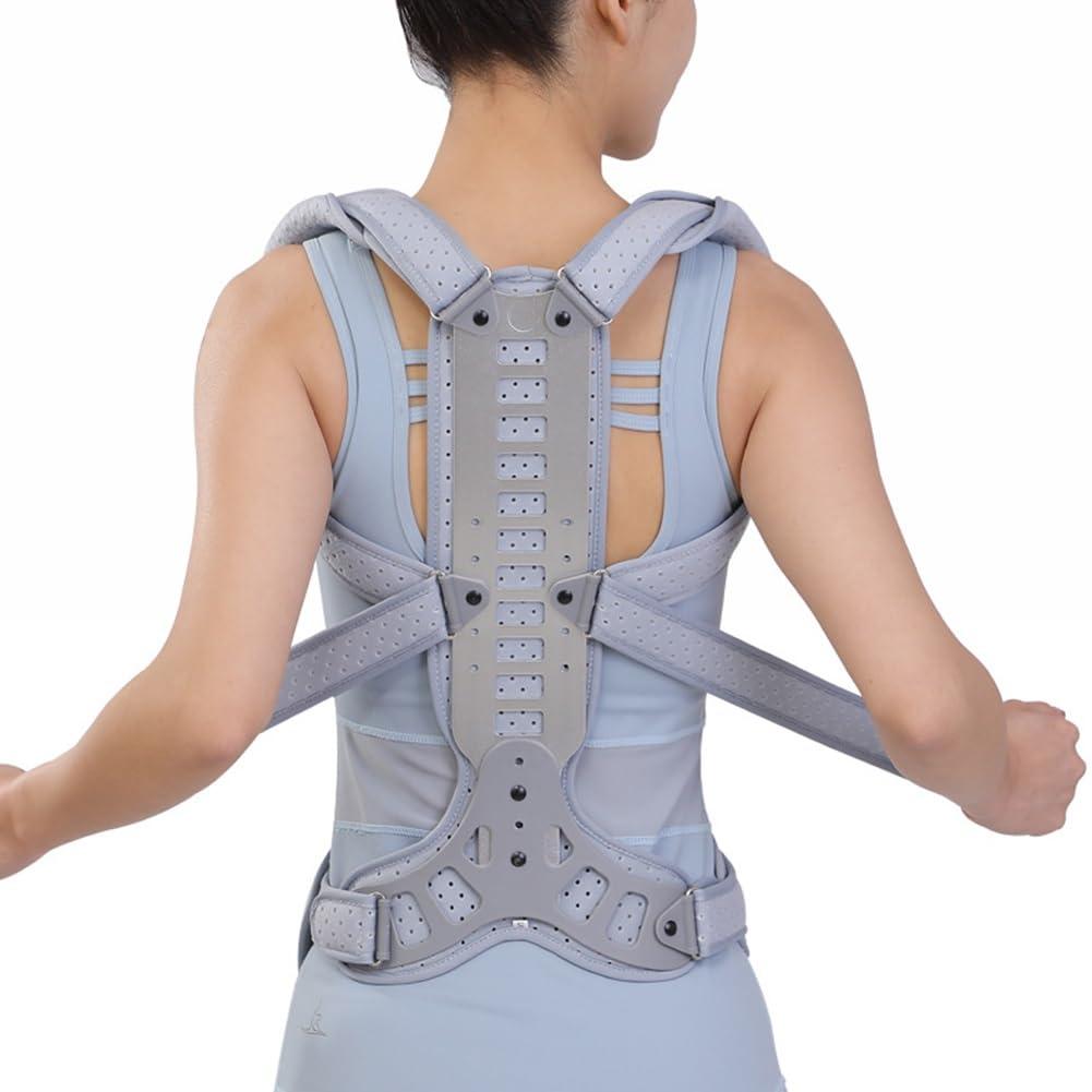 ZFF Back Brace Posture Corrector For Women And Men Back Lumbar Support Shoulder Posture Support For Improve Posture Provide And Back Pain Relief Adjustable Breathable ( Color : Light grey , Size : L/Large