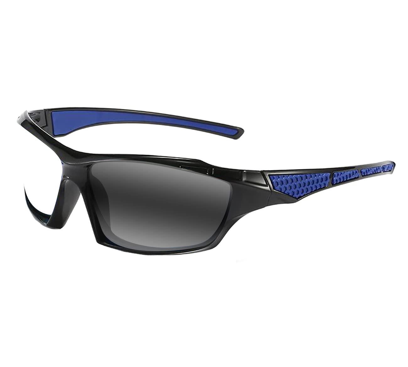 EFLAL EFLAL Multifocal Progressive Men Women Sport Outdoor Cycling Golfing Varifocal Transition Photochromic Reading Glass (Black Blue, 3, multiplier_x)