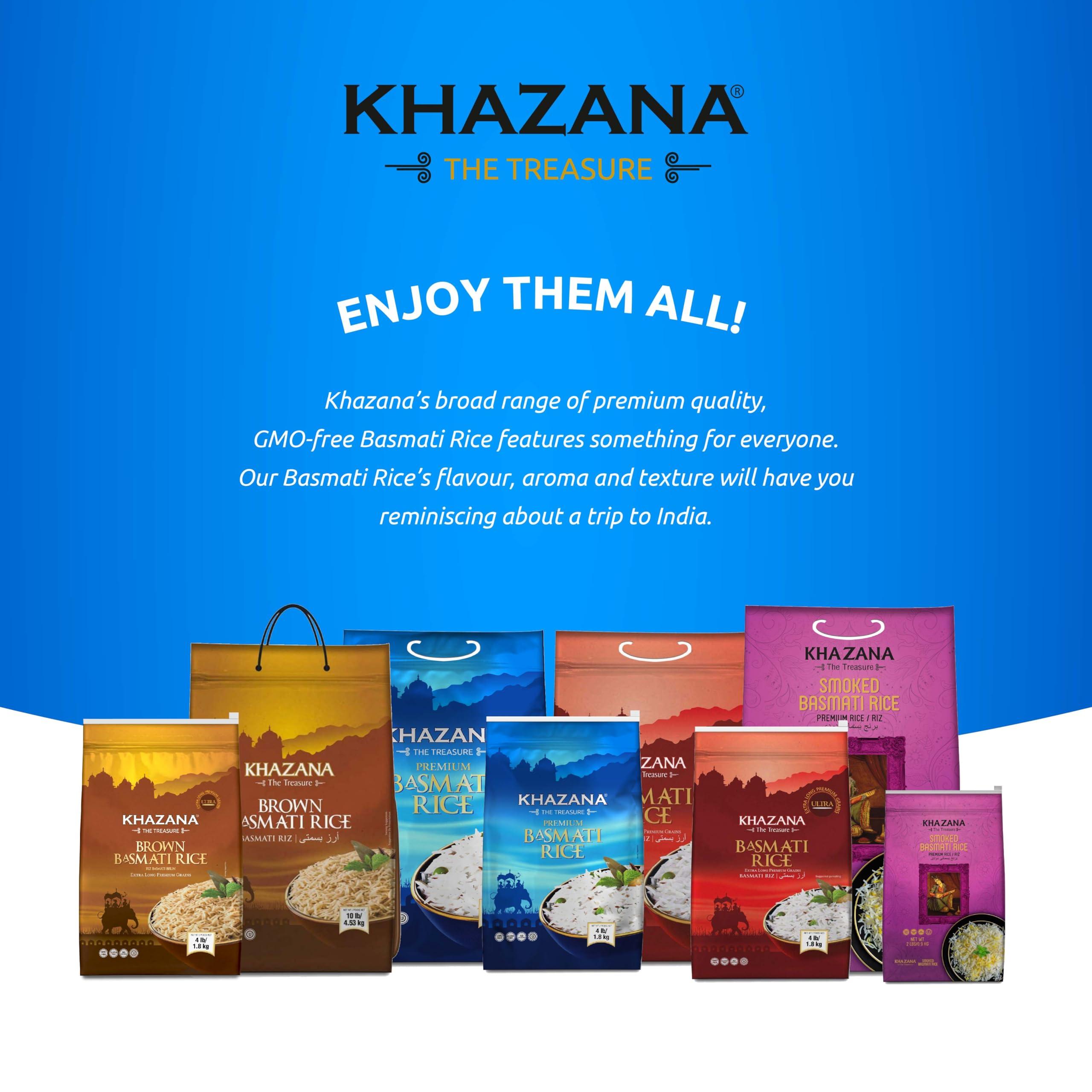 Khazana Khazana Authentic Premium Basmati Rice - 4lb Resealable Zipper Bag | Non-GMO, Gluten-Free, Kosher & Cholesterol-Free | Aromatic & Flavorful Grain From India