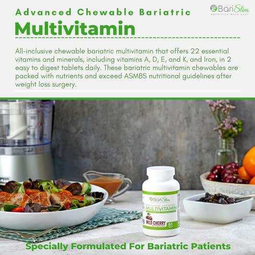 BariSlim BariSlim Advanced Chewable Bariatric Multivitamin Tablets - Bariatric Vitamin and Supplement for Post Bariatric Surgery Including Gastric Bypass and Gastric Sleeve | Wild Cherry (60 Count)