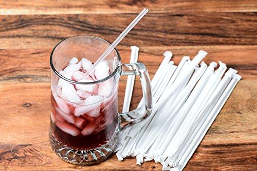 EcoQuality Individually Wrapped Clear Plastic Drinking Straws 500/Box - Disposable Clear Straws, BPA Free Plastic, Cold or Hot Drinks - Soda Straws, Party Straws, Birthday Parties, Catering (9)