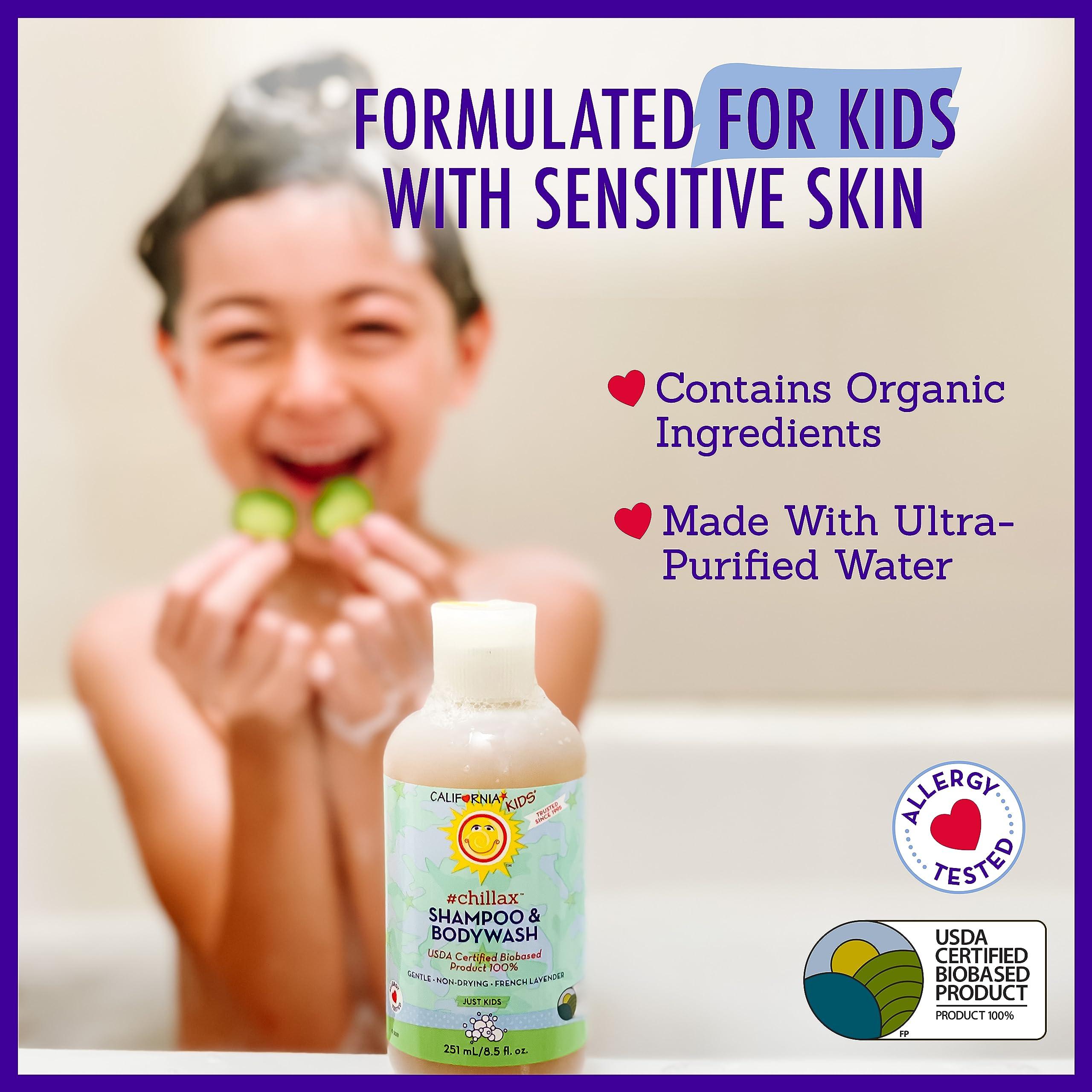 California Kids California Kids Chillax Lavender Shampoo and Body Wash | 100% Plant-Based | Gentle Skincare for Kids | Lavender Shampoo for Kids | Hypoallergenic Bodywash | 251 mL / 8.5 fl. oz.
