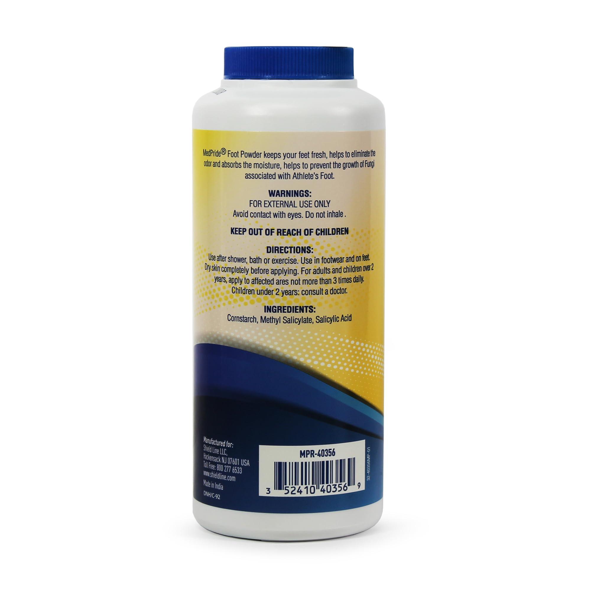 MED PRIDE MED PRIDE Premium Foot Powder For Moisture Control - Hypoallergenic, 100% Talc-Free Foot Cooling Powder To Reduce Odors And Absorb Sweat & Excess Moisture- Shoe & Foot Odor Eliminator Powder- 6oz