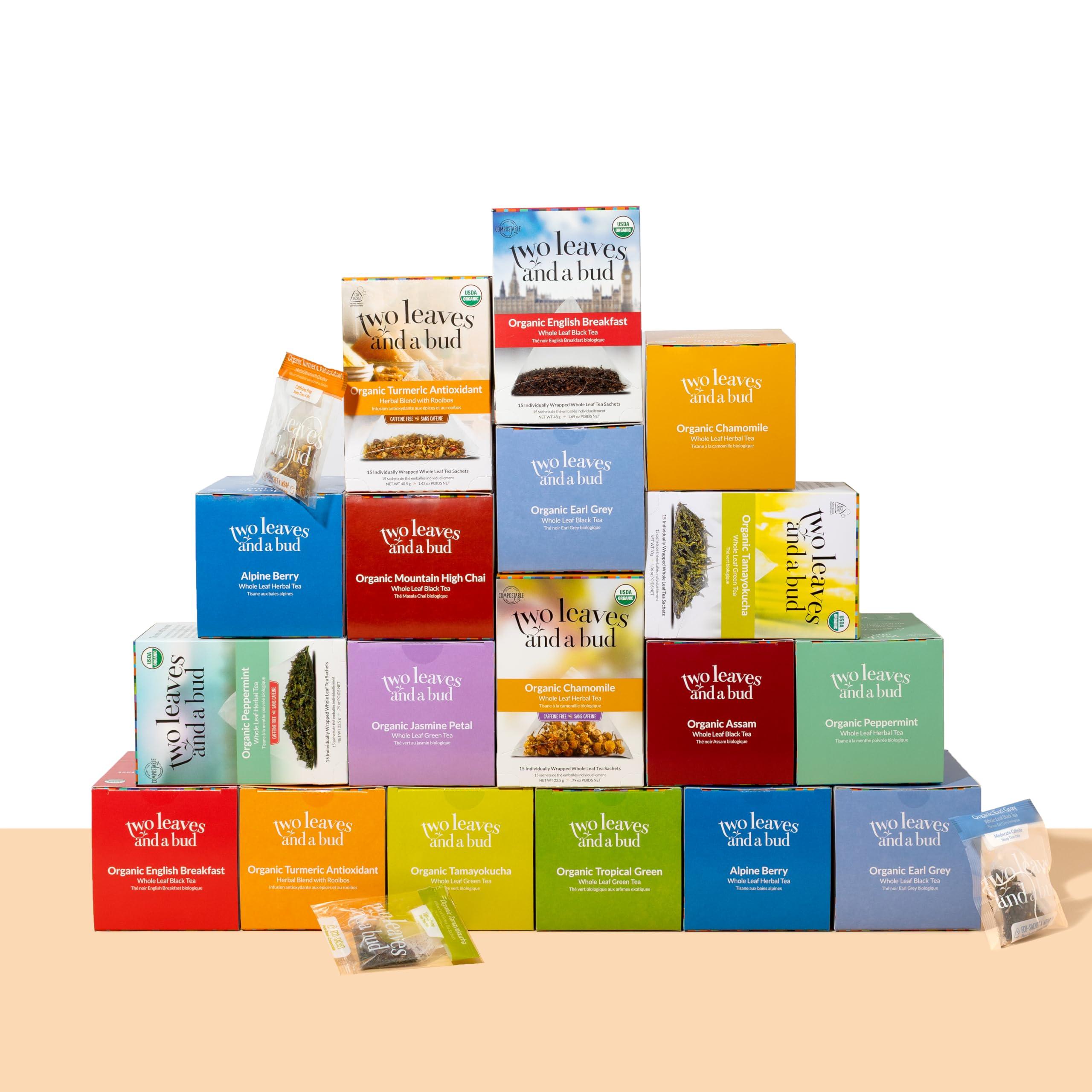 Two Leaves and a Bud Two Leaves and a Bud Organic Tamayokucha Green Tea Bags, Whole Leaf Green Tea in Compostable Sachets, Japanese Green Tea, Light Flavor, 15 Count (Pack of 1)