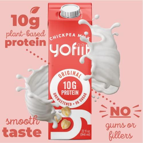 YoFiit Yofiit Original Unsweetened Plant Based Milk with Pea Protein and Flax - More Protein than Almond Milk - Non Dairy Coffee Creamer, Vegan & Shelf Stable | 10g Protein - 6 Pack