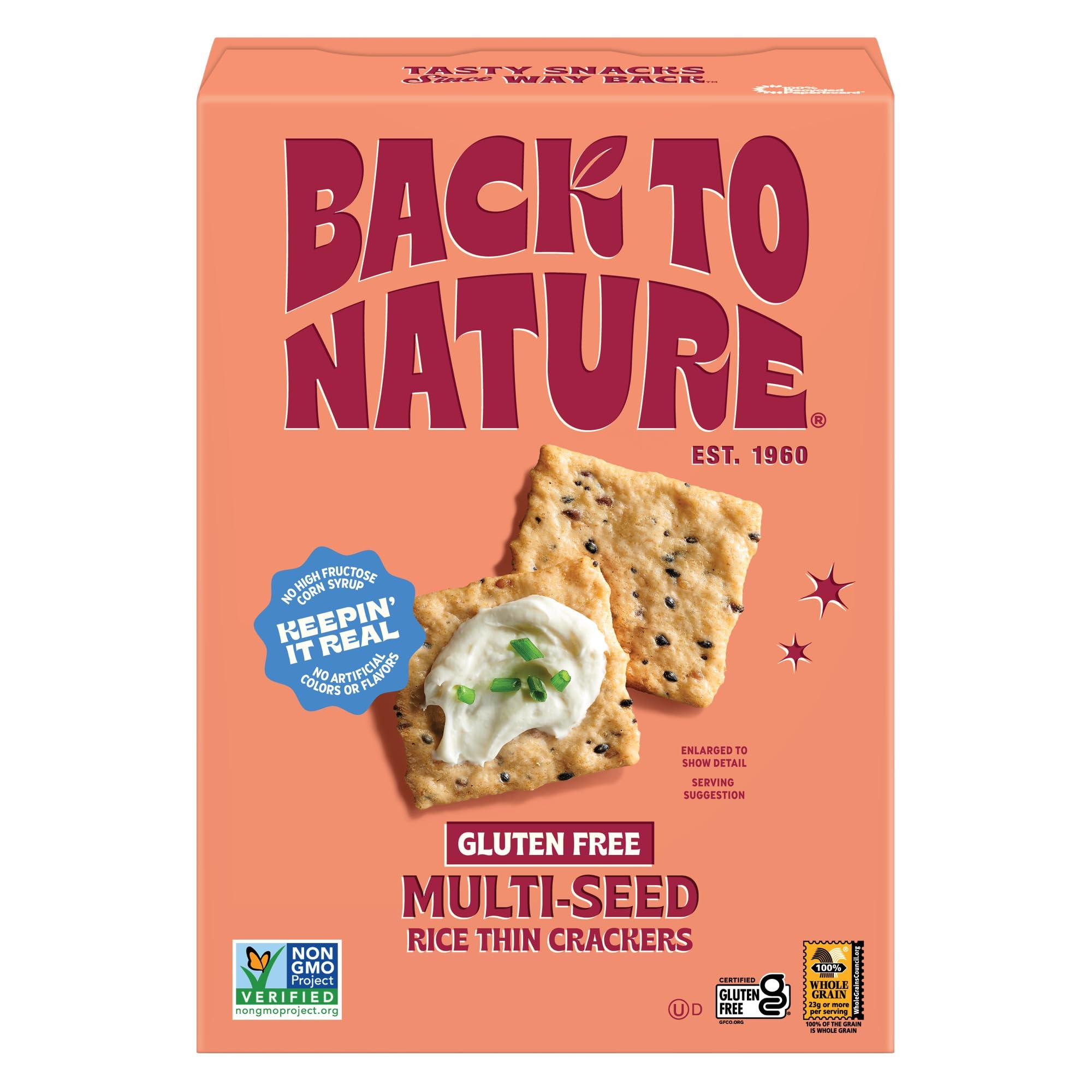 Back to Nature Back to Nature Gluten Free Crackers, Multi-Seed Rice Thins - Dairy Free, Non-GMO, Made with Whole Grain Brown Rice Flour, Delicious & Quality Snacks, 4 Ounce