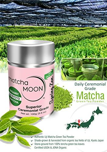 Matcha Moon Matcha Moon Spring Zen Matcha Green Tea Powder - Ceremonial Grade Matcha Green tea - Organic Japanese Matcha - Traditional Matcha Powder from Uji Kyoto - 100g (3.5 oz.)