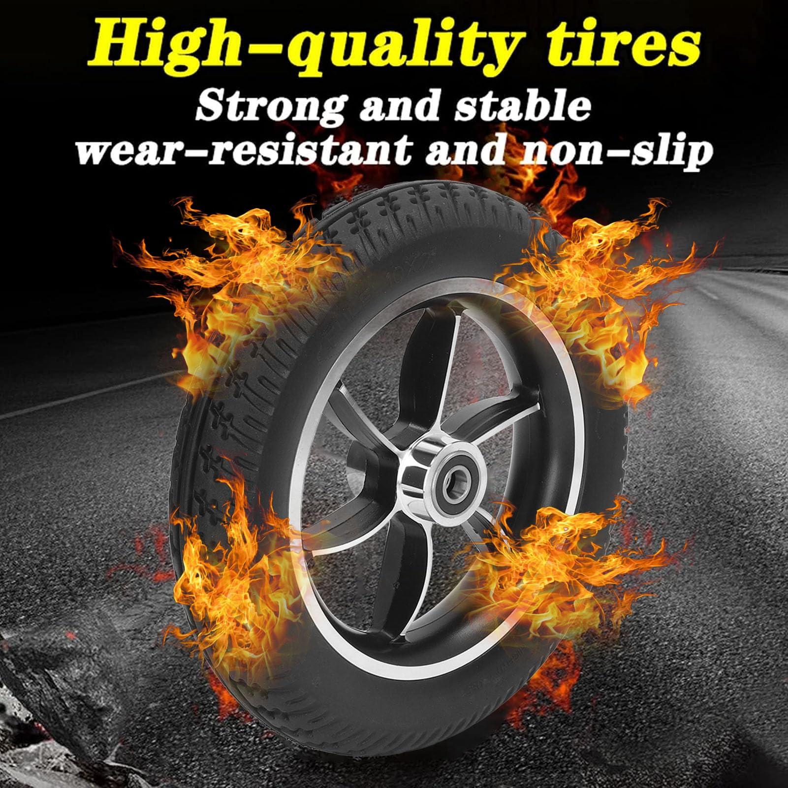 Agatige Wheelchair Wheel, 10 Inch Replacement Wheelchair Wheels Black PU Wheelchair Front Wheels Casters Rollers Wheels Anti-Slip Rollator Walker Replacement for Rollator Trolley