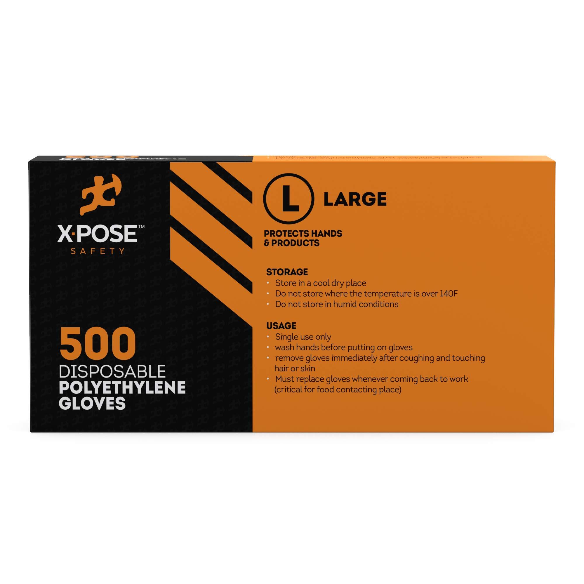 Xpose Safety Xpose Safety Clear Disposable Poly Gloves - 500 Large - 10 Pack - Non Latex Gloves - Kitchen Prep (1, Medium)
