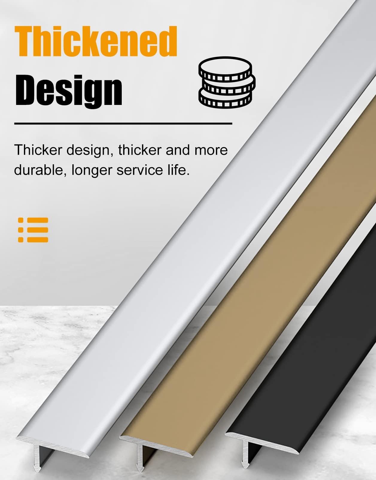 Ccsh Threshold Transition Strips T Shaped Threshold Transition Strips, Carpet & Floor Decoration Strip, 0.5in Wide Ramp for Tile to Laminate Carpet to Bathroom Doorway Sweeping Robot (Color : Grey)